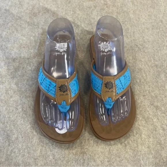 Yellow Box Blue Tan Woven Flip Flop Sandals Women’s Size 7.5 - Picture 2 of 9